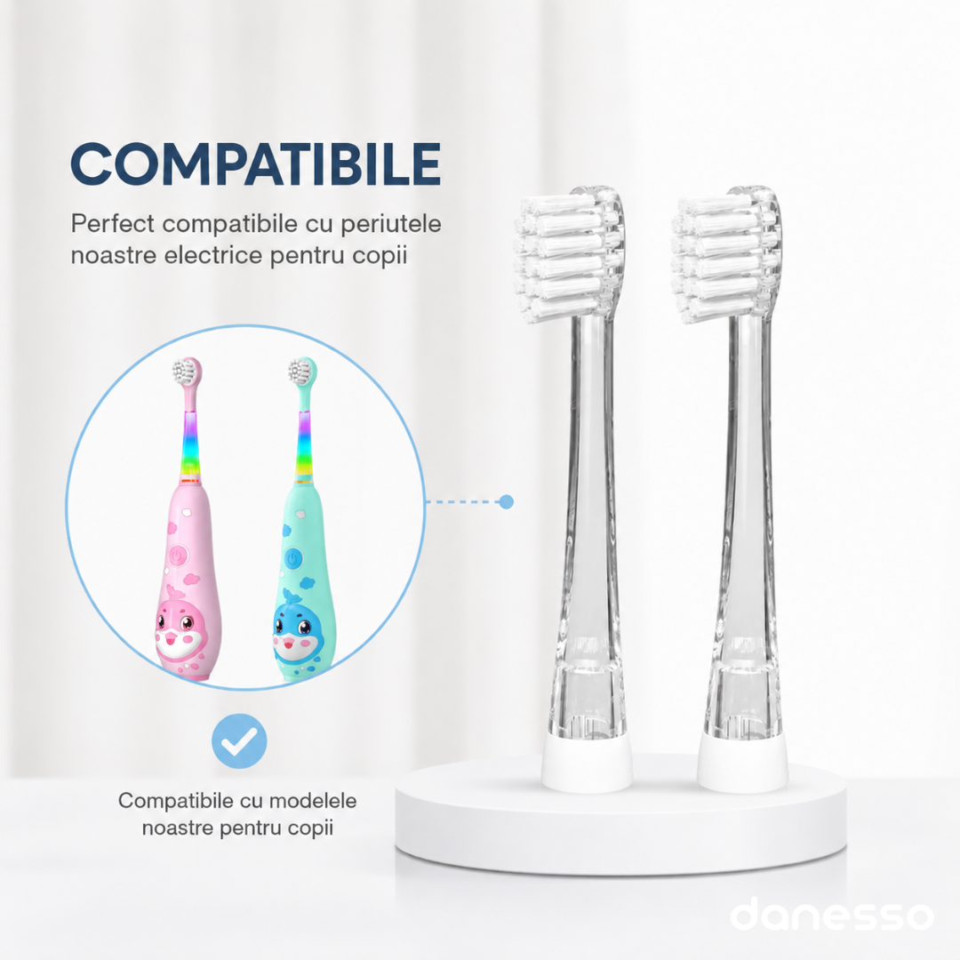 Set 4 Capete Compatibile pentru Periuta Electrica Sonica Danesso® pentru Copii (3-6 ani)