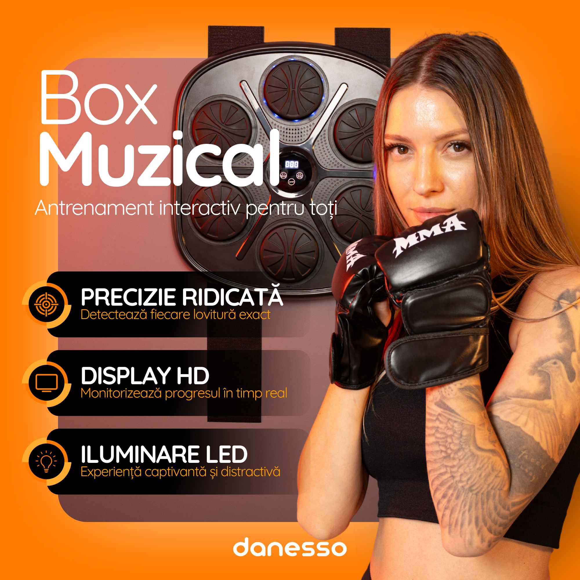 Țintă box interactivă cu contor lovituri